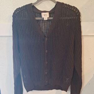 BDG Women's Dark Brown Open-Knit Cardigan